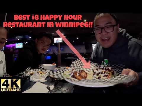 WINNIPEG LOCAL FOOD!! BEST $8 HAPPY HOUR RESTAURANT IN WINNIPEG CANADA!! 🍗🌮 [4K]