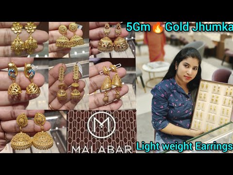 Malabar Latest gold jhumka designs starts 5 Gm🔥| Light weight gold earrings|Gold Jhumka designs 2024