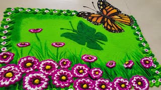 New Beautiful🦋Butterfly Rangoli |3D Butterfly🦋Rangoli