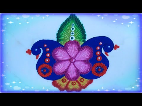 Simple Rangoli design, Colourful Rangoli design, Festival Rangoli design