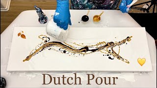 WOW Gorgeous 💛GOLDEN Leaf 🍂 Dutch Pour! So Simple and Elegant ~Acrylic Pouring | Fluid Art