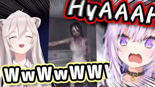 Botan's Reaction To Jump-Scares VS Okayu's 【ENG Sub/Hololive】