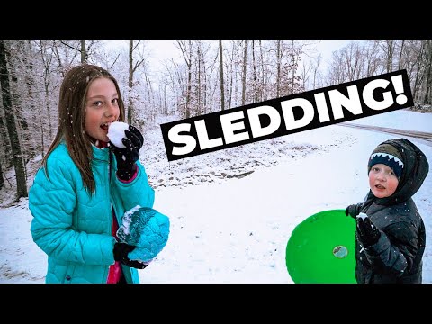 FIRST SLEDDING OF THE WINTER! | Taking 5 Kids and a Puppy Sledding