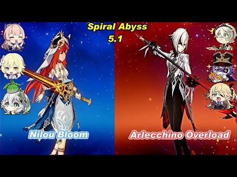 (5.1) C0 Nilou Bloom Team & C0 Arlecchino Overload Spiral Abyss Floor 12 Full Star