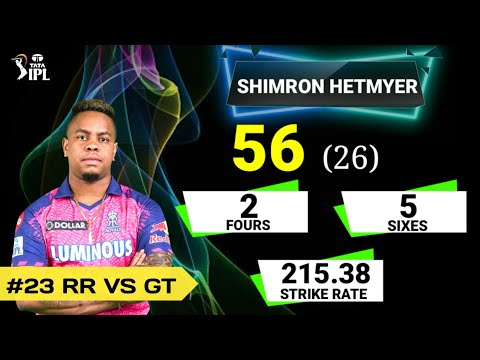 Shimron Hetmyer Batting Vs Gujarat Titans ! Ipl 2023 Match 23 ! RR VS GT ! Cric Perform