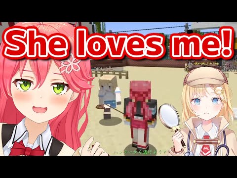 Miko gets excited after getting caught by Ame【Hololive】