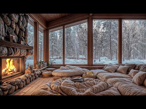 Winter ASMR Escape | Relaxing Snowy Ambience with Crackling Fireplace for Stress Relief