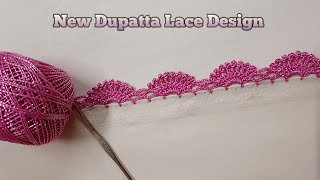 Easy dupatta neck and sleeves lace design/ New crochet lace pattern/ Qureshia ki lace design