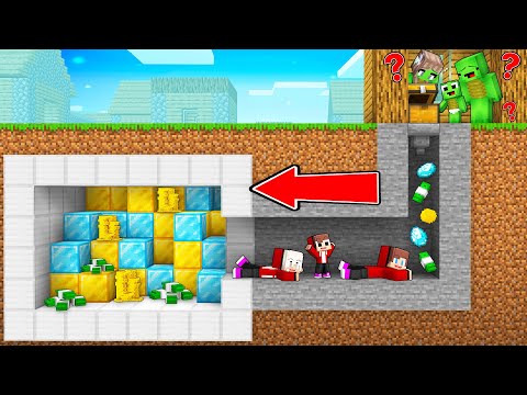 How JJ Family Trolled Mikey Family with SECRET Base in Minecraft? - Maizen