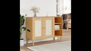 Dressoir SENJA 112x40x80 cm rattan massief grenenhout bruin