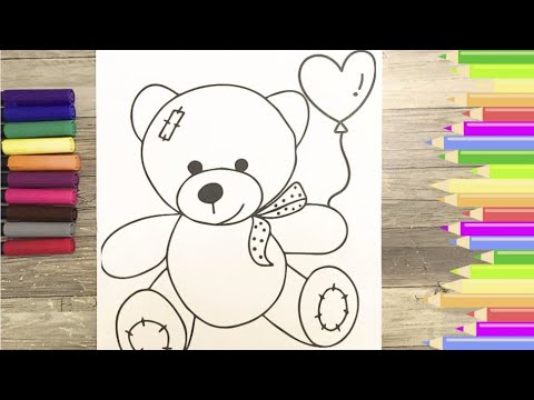 Teddy Bear Coloring Page, fun activity, learning colors