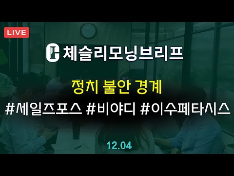 [체슬리모닝브리프] 정치불안 경계심. 세일즈포스/비야디 실적. 이수페타시스 [24/12/04]