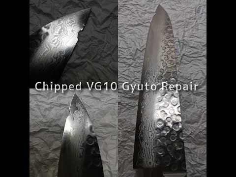 Knife Sharpening Hong Kong / 磨刀香港 / Knife Sharpener Hong Kong Chipped VG10 Gyuto Repair VG10 牛刀崩刀修復