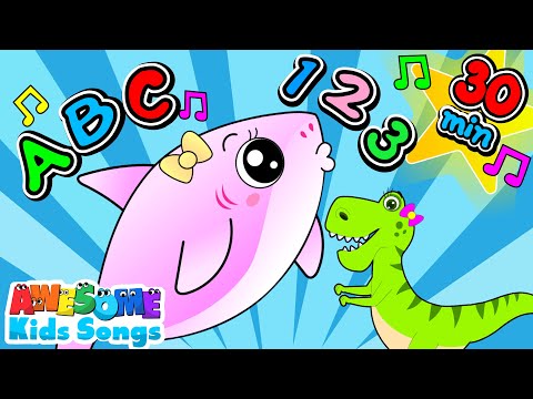 Baby Shark and Friends: 30 Minutes Fun Educational Kids Songs | Learn ABC & 123 #AwesomeKidsSongs