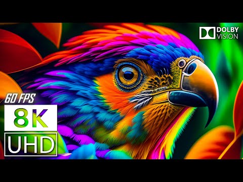 8K UHD 60FPS DOLBY VISION - EXOTIC TROPICAL COLOURFUL BIRDS - TRUE CINEMATIC