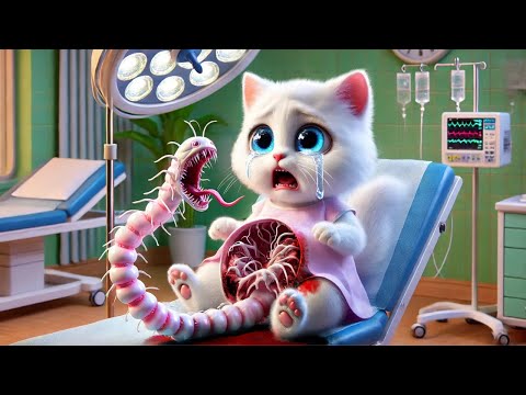 Kitten is infected with a Parasite Monster🐛😿🪱 #cat #ai #catlover #catvideos #cutecat #aicat