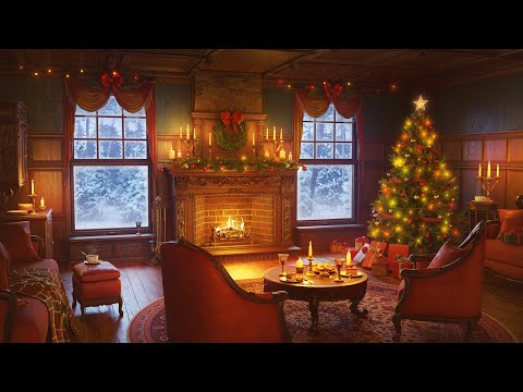 Cozy Christmas Ambience with Crackling Fireplace Sounds and Windy Snow