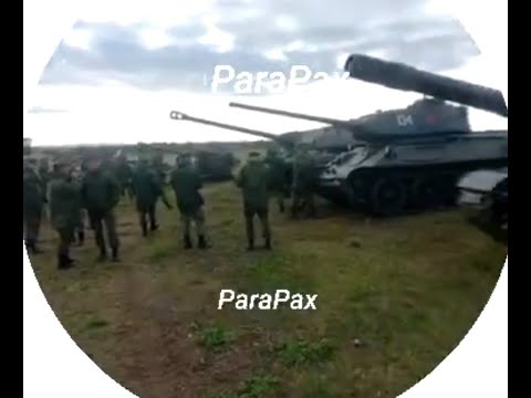 T-34 Tank Appears at a Russian Training Ground Along with WW II ISU-152 Howitzer and IS-2 Tank