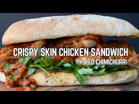 Crispy Skin Chicken with red Chimichurri