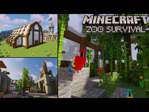 Building A Zoo In Minecraft Survival: PARROT GREENHOUSE & ENTRANCE AREA