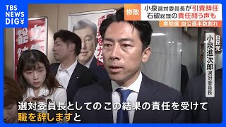 自民党・小泉進次郎選対委員長が引責辞任　石破総理の責任を問う声も　自・公“過半数割れ”の衆院選から一夜｜TBS NEWS DIG