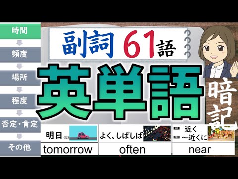 【中学 英単語】副詞／聞き流し61語暗記／一問一答形式の覚え方、勉強法