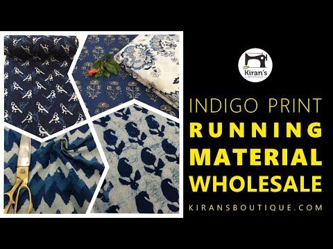 Buy Cotton dabu Indigo running material for kurti from Kirans Boutique in wholesale rate