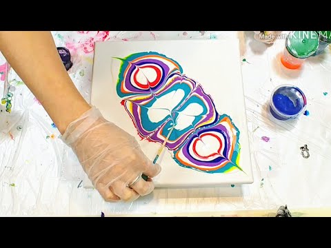 Acrylic Pouring: Stripe through puddle pour test. What can i learn from this idea?