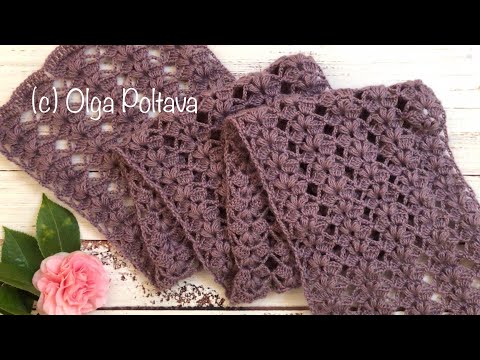 How to Crochet Puff Stitch Flowers Scarf, Crochet Tutorial