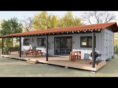 Modern Small House Design Ideas: 2 Bedroom (16x40 Ft.) Twin Shipping Container  - with Floor Plan