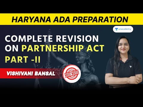 Revision on Partnership Act Part 2 | Haryana ADA Exam | Vishivani Bansal