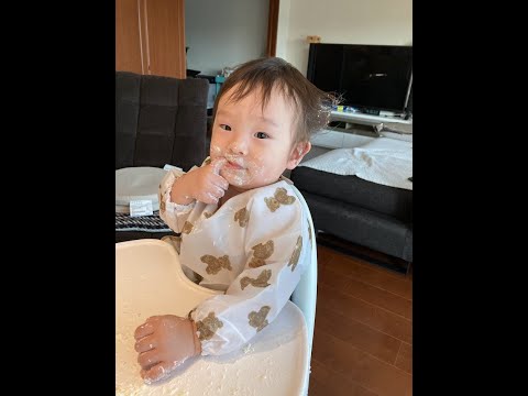 ケーキ握り潰し😅　#1歳誕生日男の子