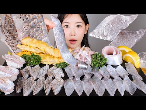 반딱반딱🩶✨️ 은빛깔 제주 갈치회 갈치튀김 먹방 Raw cutlassfish [eating show] mukbang korean food