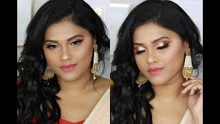 Durga Puja 2018 | Navratri 2018 | GRWM | Makeup Tutorial Coral Shades | #durgapuja2018