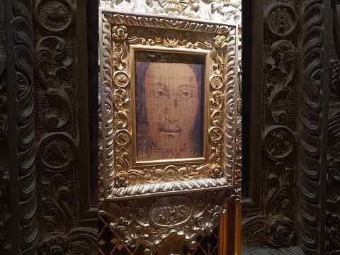 The Holy Face of Jesus before Resurrection (The Holy Veil of Manopello) enthroned at The EDSA Shrine