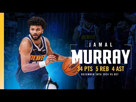 Jamal Murray Season High 34 Points vs. Pistons 📺 | Full Game Highlights 12/28/24