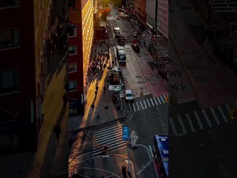 Drone New York Streets, Fall morning