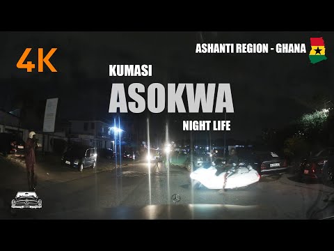 Asokwa Night Life Drive from Amakom and Lobito in Kumasi Ghana 4K