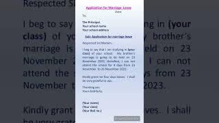 Application for Marriage Leave #application #leaveapplication #shorts