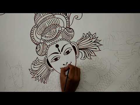 Kerala Mural Painting On Wall | Mural Design Drawing | Epic Saraswati Art