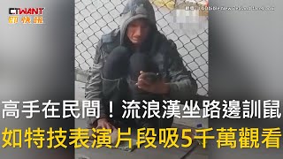 CTWANT 生活趣聞 / 高手在民間！流浪漢坐路邊訓鼠　如特技表演片段吸5千萬觀看