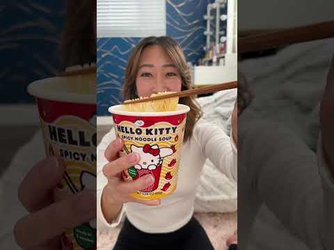 I tried Spicy Hello Kitty ramen! #ramen #mukbang #spicynoodles #hellokitty #sanrio #ramen #asmr