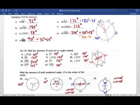 geometry 9-3 and 9-5 concept guide: central angles and inscribed angles