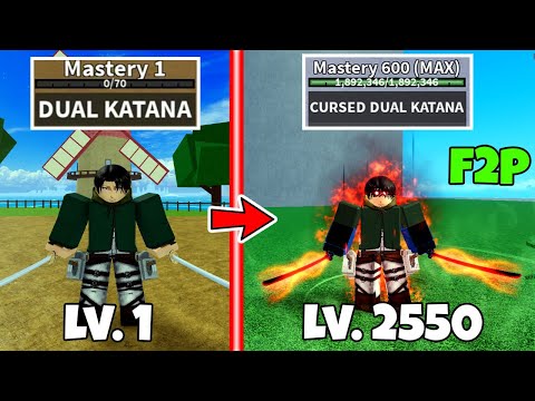 Noob to Pro as LEVI ACKERMAN using SWORDS only | Unlocked CURSED DUAL KATANA & Human v4 Full Awaken