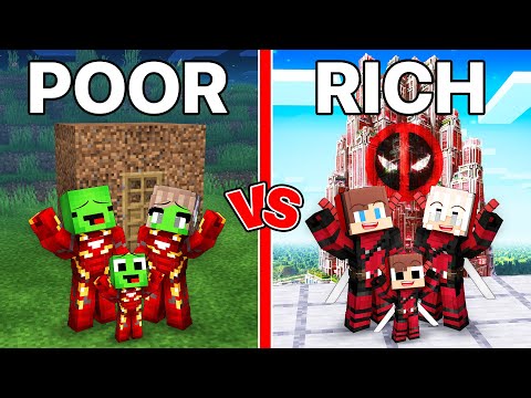 Mikey IRON MAN vs JJ DEADPOOL Family Challenge in Minecraft (Maizen)