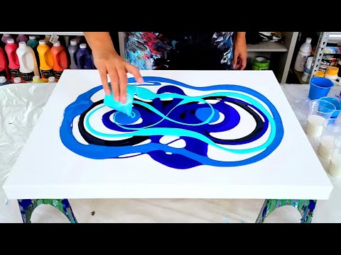 My Best One Yet! - Everything But the Kitchen Sink! -Blue and Pearl Acrylic Colors - Acrylic Pouring