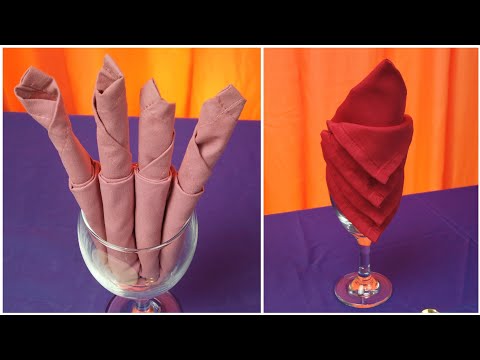 2 SIMPLE LAY & FOUR FINGERS DESIGN NAPKIN FOLDING