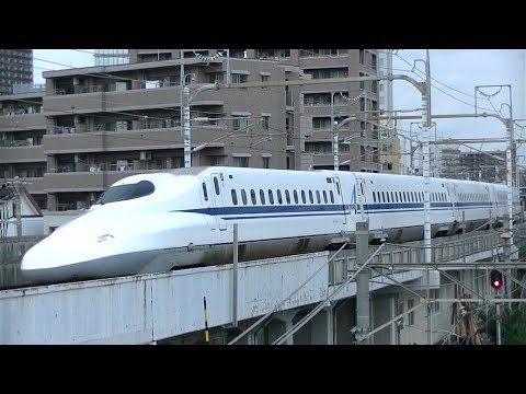 JR東海道新幹線N700系2000番台上りのぞみ&1000番台下りひかり 御幸踏切歩道橋にて