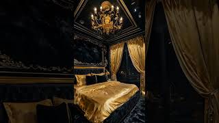 Luxurious Black and Gold Bedroom: Experience Royalty #luxurylifestyle #luxurylivingunveiled