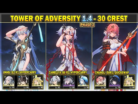 Tower of Adversity 1.4 Phase 2 - 30 Crests - Jinhsi, Camellya, Changli | Wuthering Waves